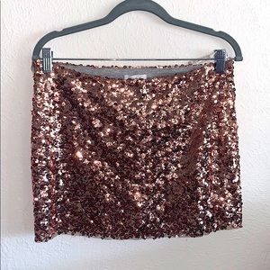 Rose gold sequin mini skirt